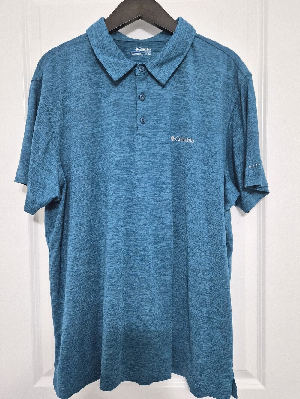Columbia Men's XL Heathered Teal Blue Polo Shirt